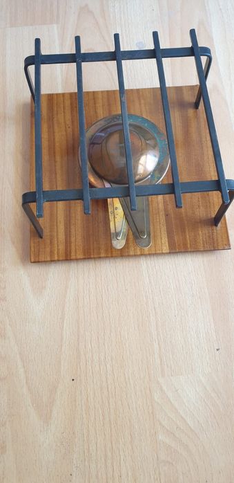 Accesoriu decorațiune vintage colectie lemn alama Elveția 1950