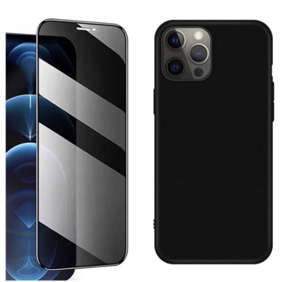 Husa X CASE Silicon si Folie Sticla 6D Privacy Iphone 12/13/14 PRO MAX