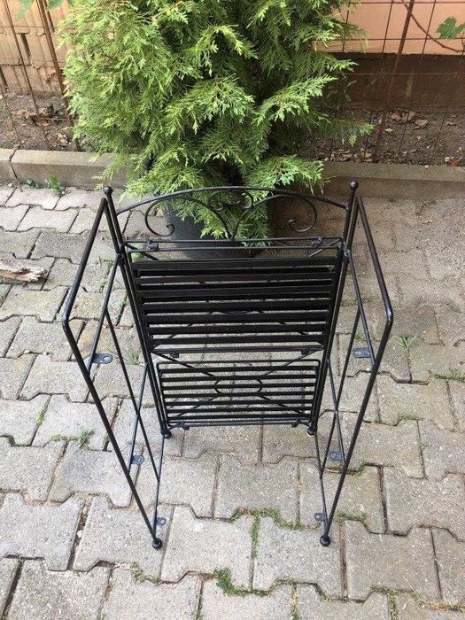 Etajera pliabila interior / exterior neagra, metal, 39x29x78 cm, 3 etj