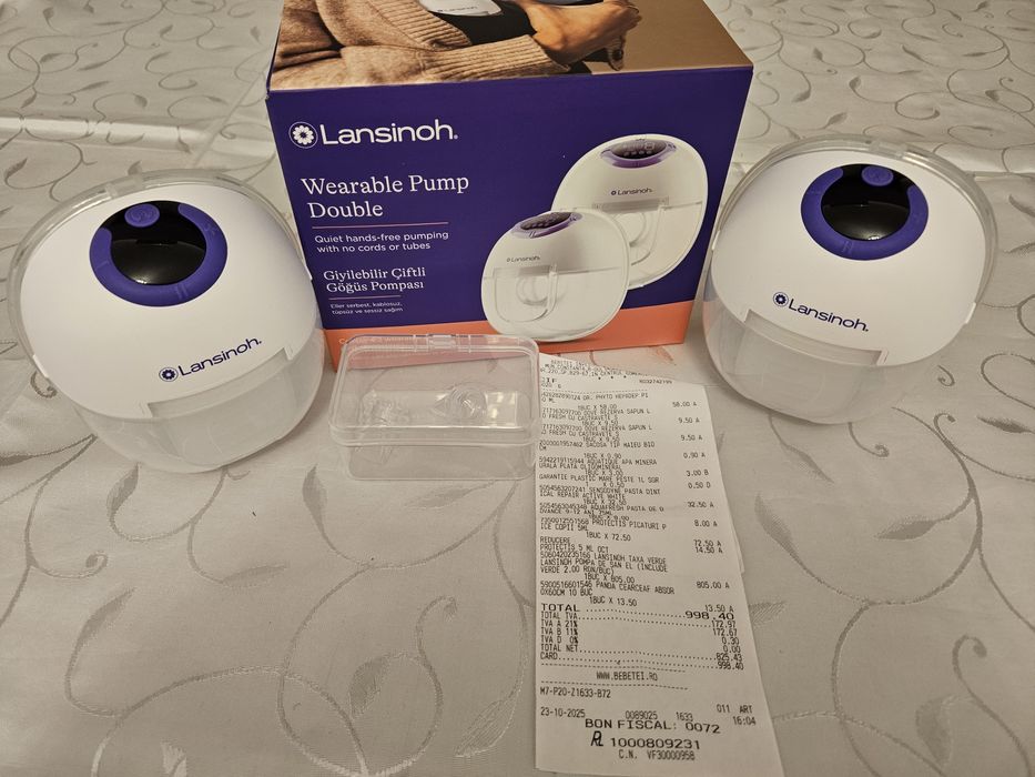 Pompa de san electrica dubla, hands Free, portabila, Lansinoh
