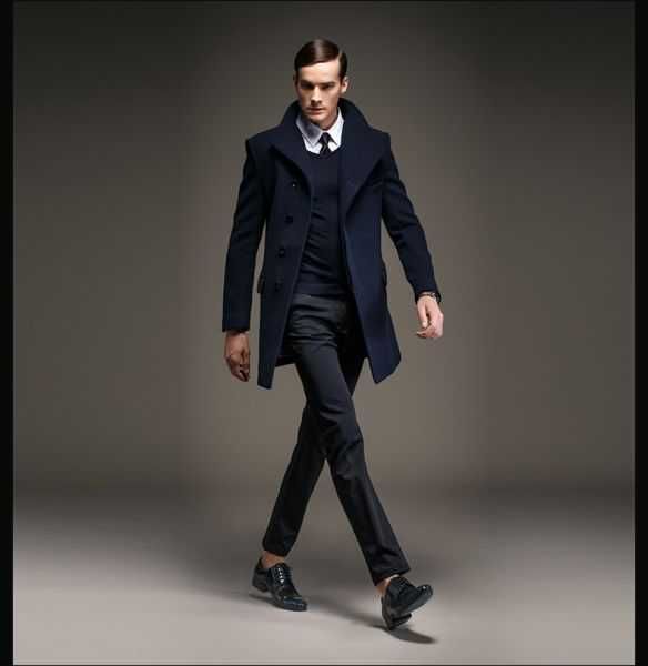 Palton slim 52 XL de lux Atelier Torino model Corporate lana navy