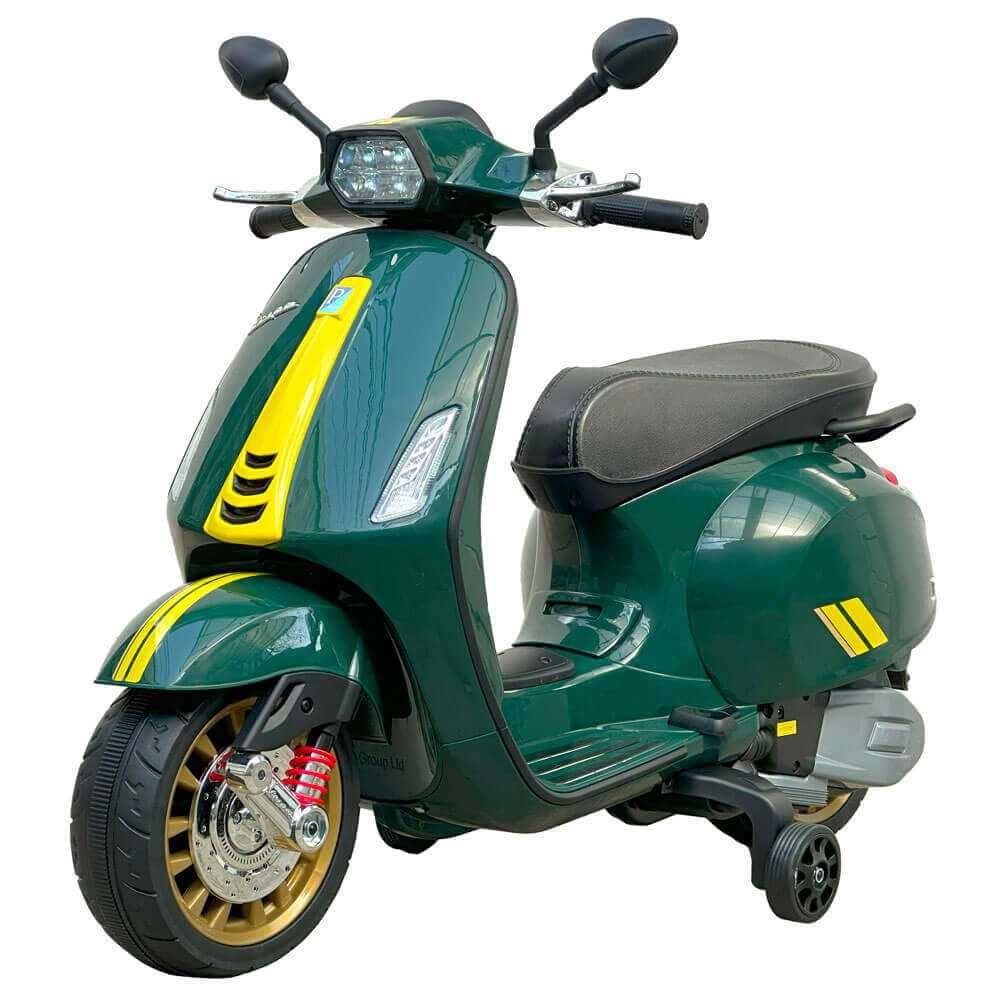 Scuter electric copii 2-6 ani Vespa TR2105 cu roti ajutatoare #Verde