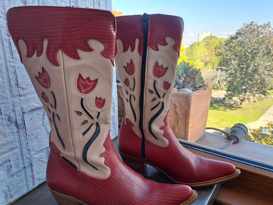 дамски каубойски ботуши,зимни обувки,боти на ток, Replay номер37