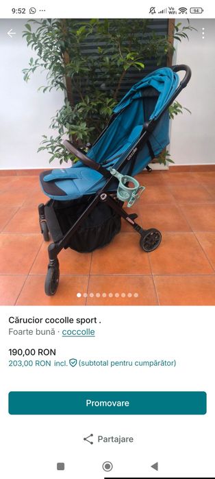 Cărucior cocolle sport pliabil+saltea