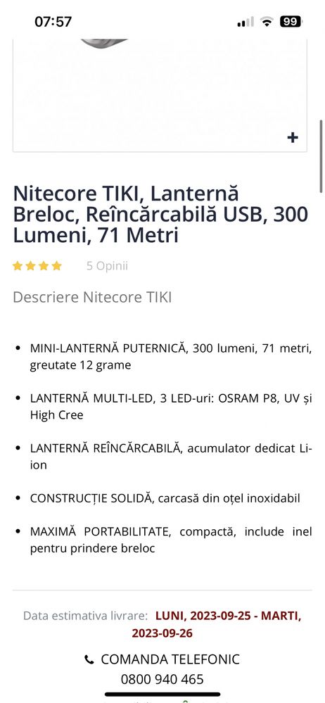 Lanterna mică Nitecore breloc