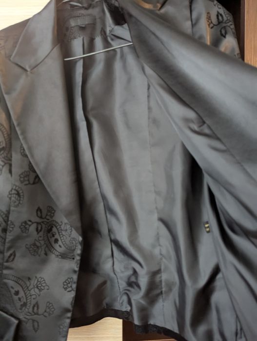 Blazer/Sacou elegant, negru, satin și catifea, mărimea 40