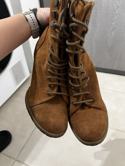 Bershka Botine /Ghete Maro piele intoarsa 38 cu toc