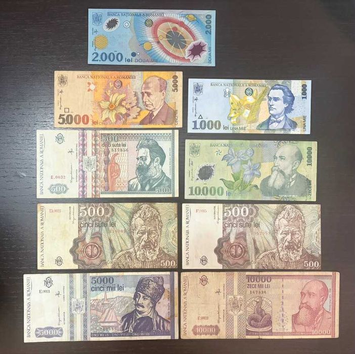 Lot 9 bancnote romanesti postdecembriste