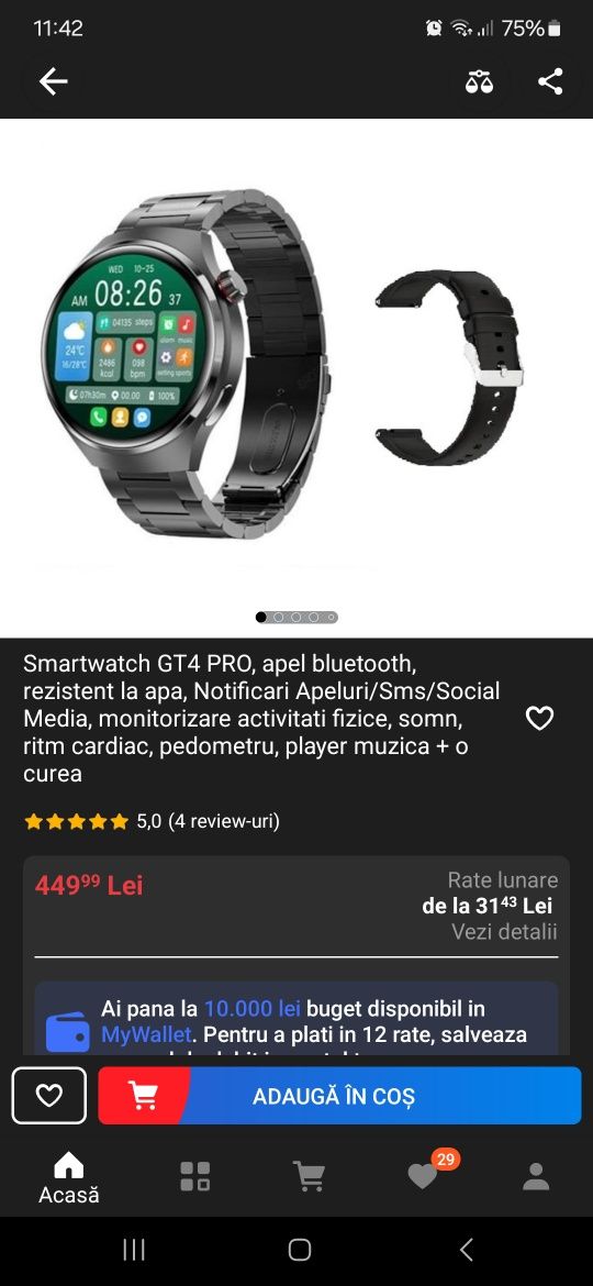 Vand Smartwatch RD FIT GT 4 PRO