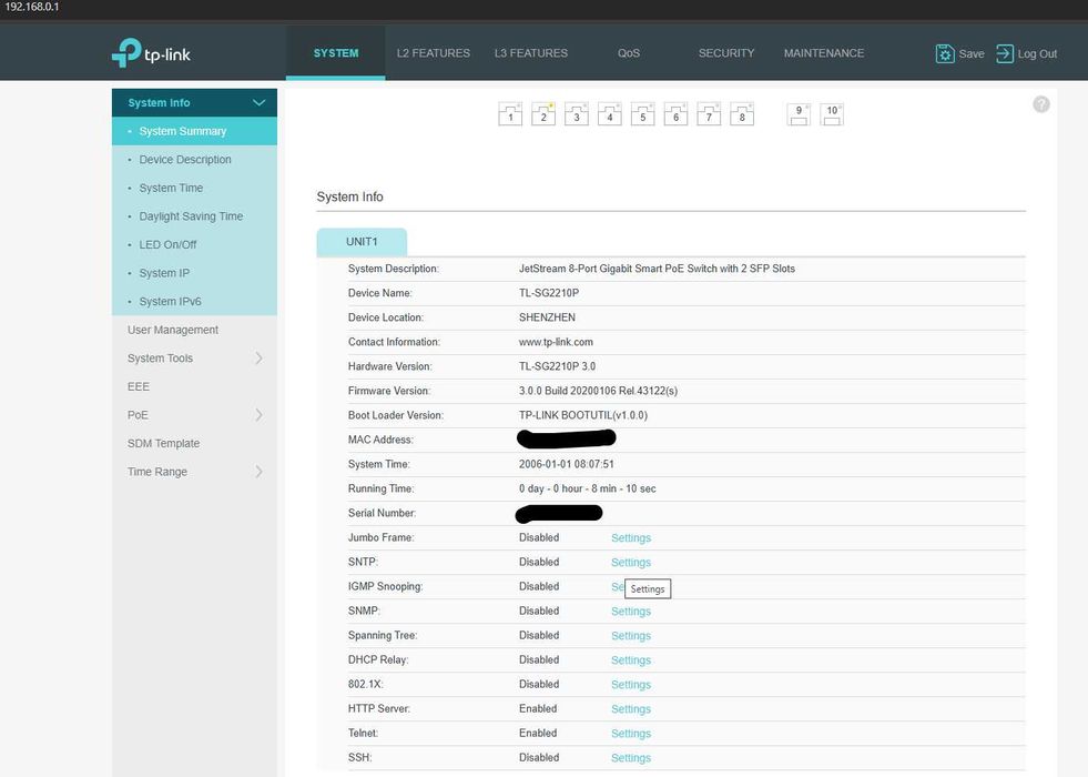 Switch TP-Link TL-SG2210P V3