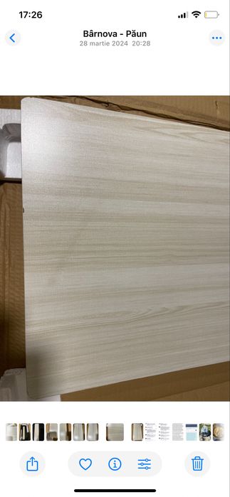 Birou mobil, portabil cu roti, reglabil pe inaltime, crem