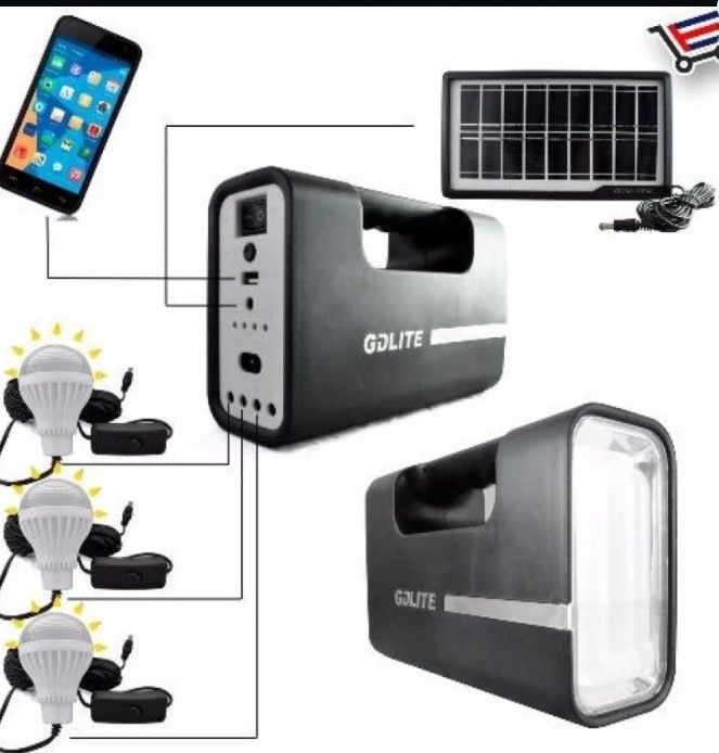 Panou solar kit fotovoltaic 3 becuri, lampa LED, USB incarcare telefon