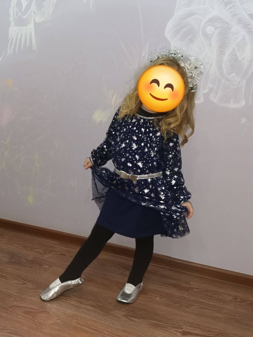 Синее платье на 4-6 лет