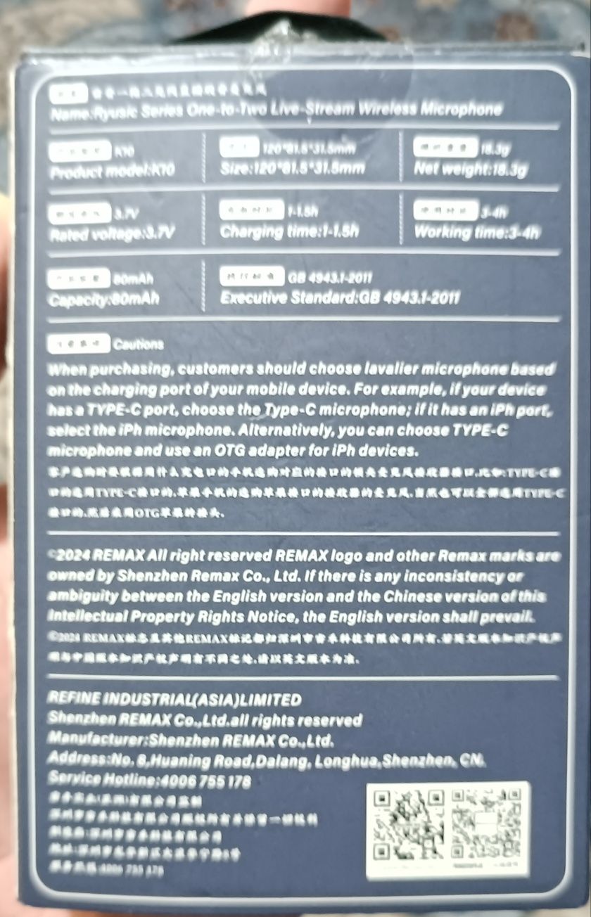 Remax k10 микрофон петличка