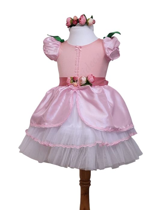 Costum serbare bujor roz,  zână florilor zână  primăvara