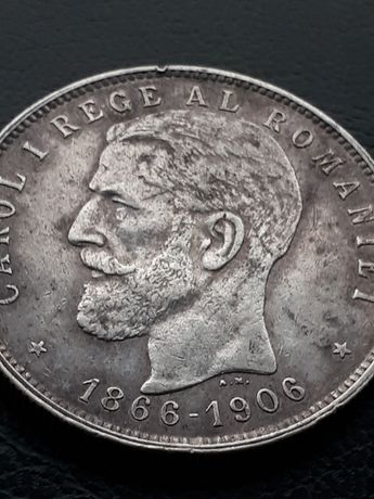 Moneda,ban vechi ,argint ,5 lei 1906