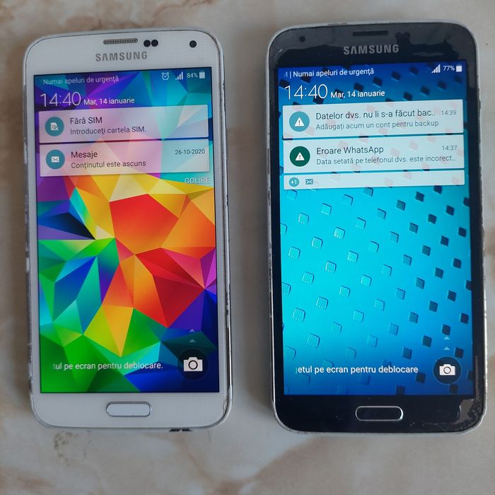 Vând două Samsung Galaxy S5 pe [alb] și pe [negru] [poze reale]