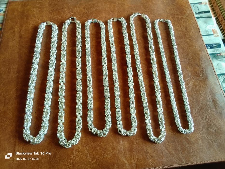 Лот от 6/броя Сребърни Синджира Кралска Плетка