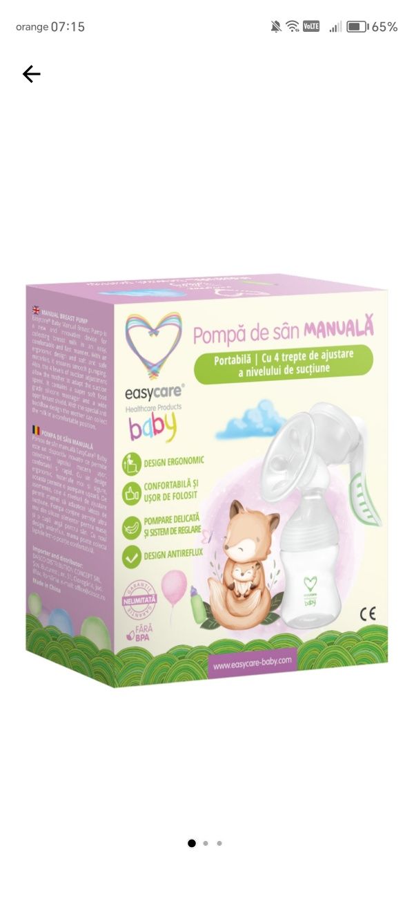 Pompa de san manuala EasyCare Baby, noua