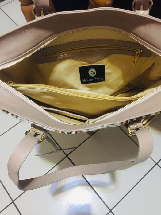 Нова чанта естествена кожа с косъм пони