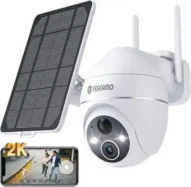 Camera solara Yeskamo 360° 2K ,CCTV,baterie reîncărcabilă,alb ,sigilat