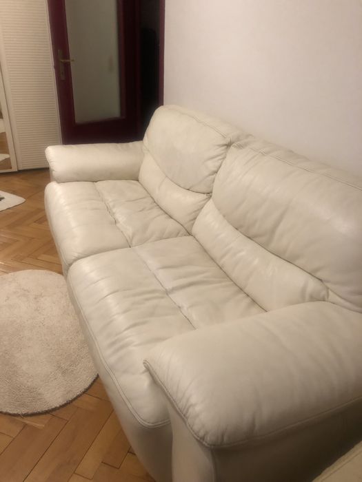 Canapea piele naturala alba