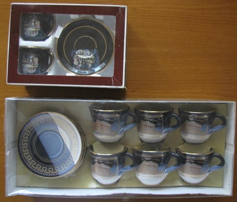 Корейски маски (Korean masks);Гръцки позлатени чаши за кафе,чай;Чинии
