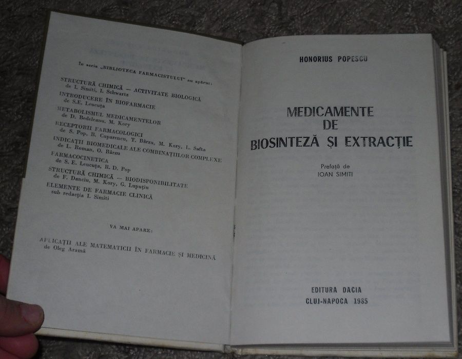 carte medicamen de biosinteza si extractie de Honorius Popescu