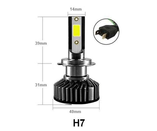 Умалени мини LED диодни крушки за фарове H7, 12-24V, 50W, Canbus