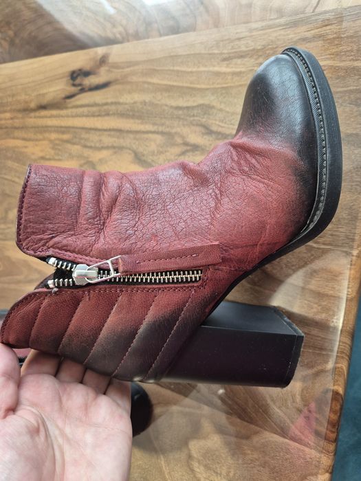 Боти естествена кожа бордо