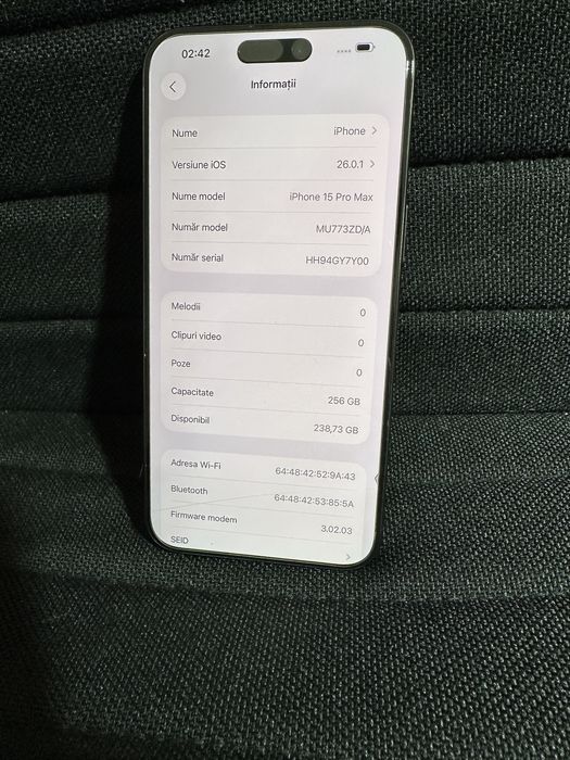 Iphone 15 pro max black, 256gb