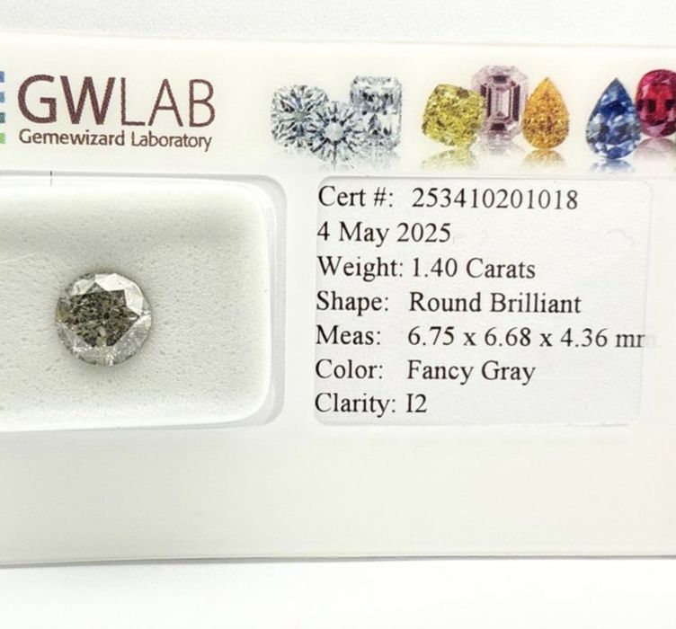 Fancy Gray Diamond 1.40 ct – натурален цветен диамант с сертификат