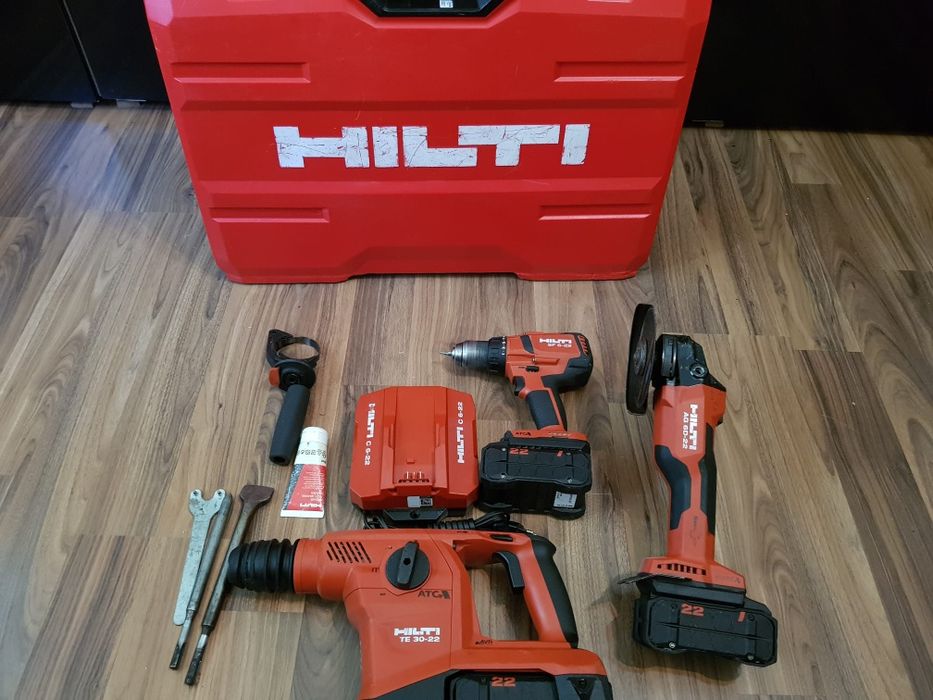 Hilti Nuron,set trei piese,rotopercutor,flex și filetantă.