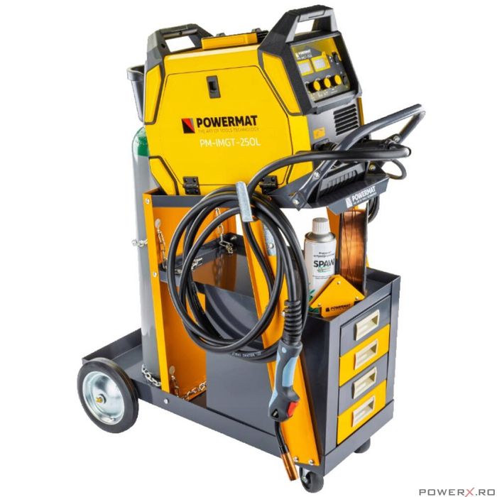 Carucior cu 4 rafturi pentru aparatul de sudura, capacitate maxima 100