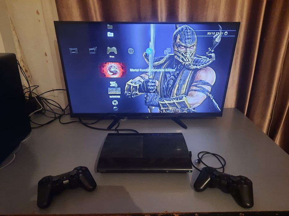 Playstation 3 Super Slim 30 игр Фифа19 Ufc3 Гта5 МК Minecraft Гонка 2