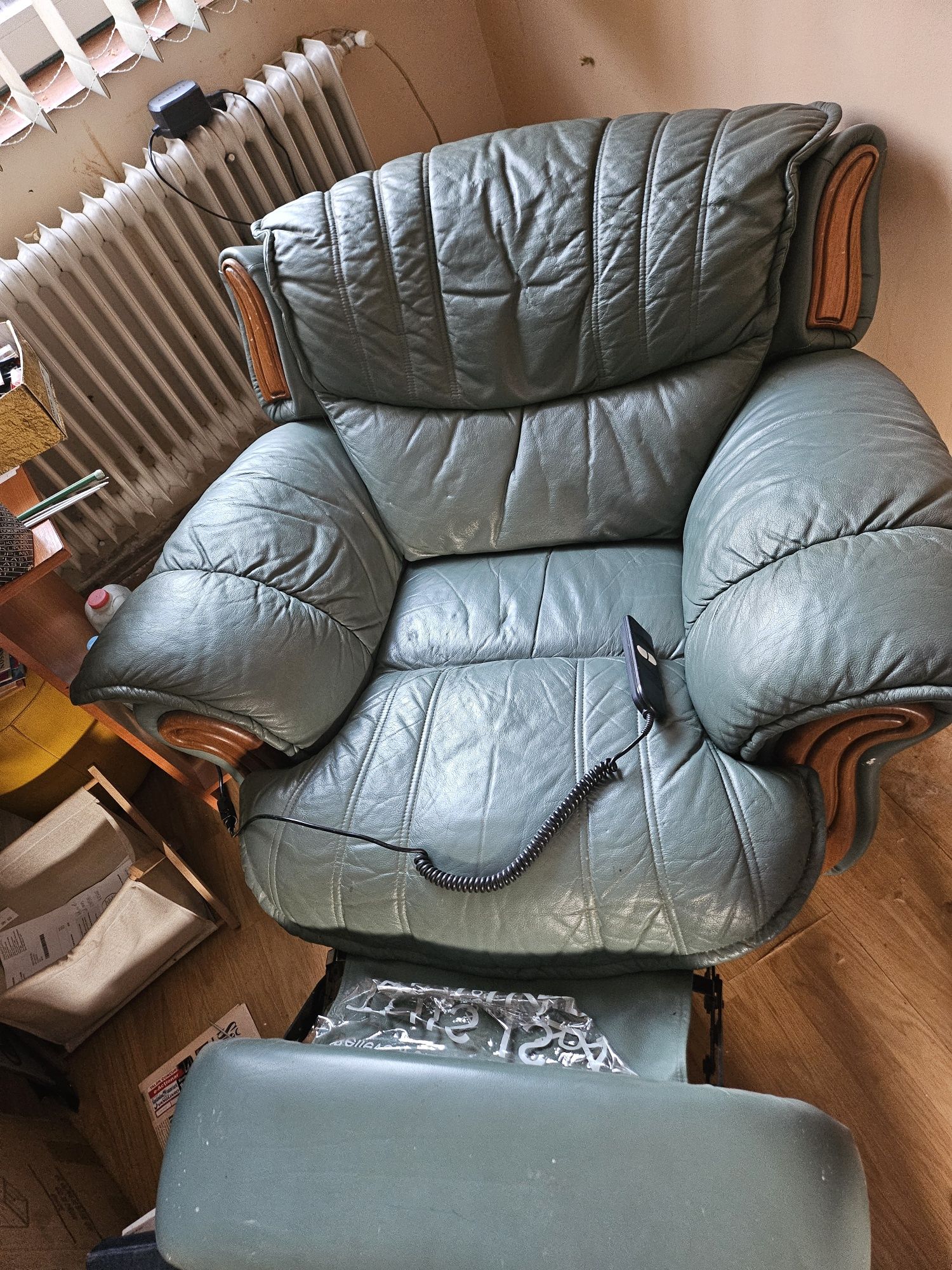 Fotoliu piele cu recliner, electric