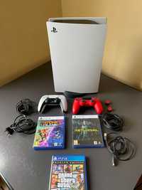 PlayStation 5 Disc Version с 3 игри и 3 контролера