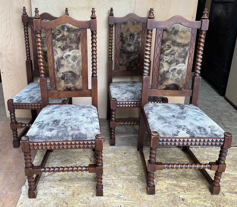 4 buc Scaun Vintage din lemn masiv sculptate stil Baroc
