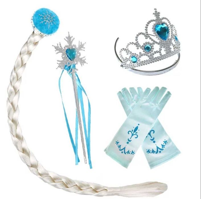 НОВО!Разкошна-лукс рокля на Елза с дълъг шлейф + подарък КОРОНКА