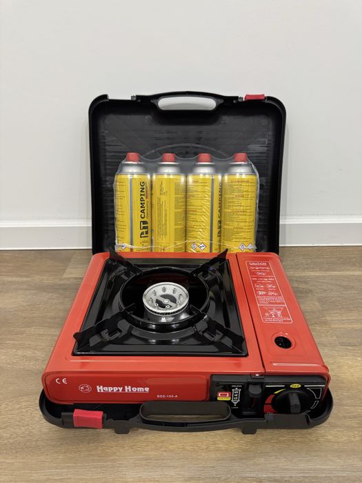 Къмпинг Газов Котлон - с Изход към Голяма Газова Бутилка и 4 Бутилки