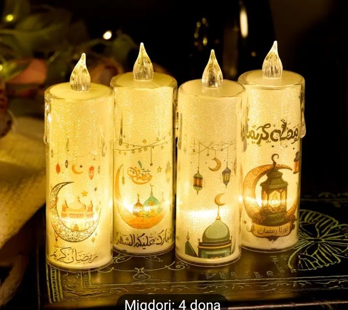 4 dona LED Ramazon Sham Chiroqlari - Batareyka Bilan Ishlaydigan,