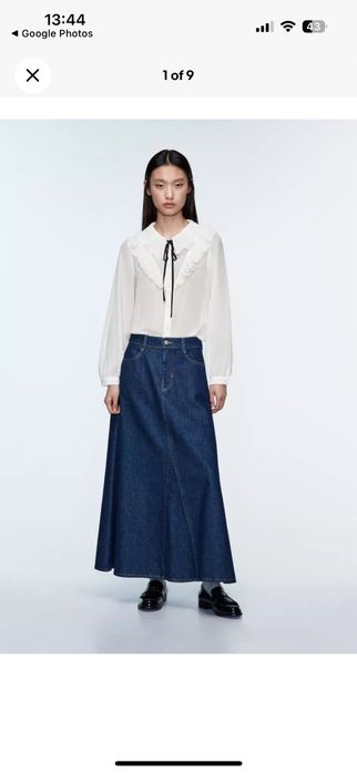 Camasa voal alba Zara guler funda lejera fluida