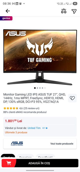 Monitor Asus TUF 27" QHD 2K