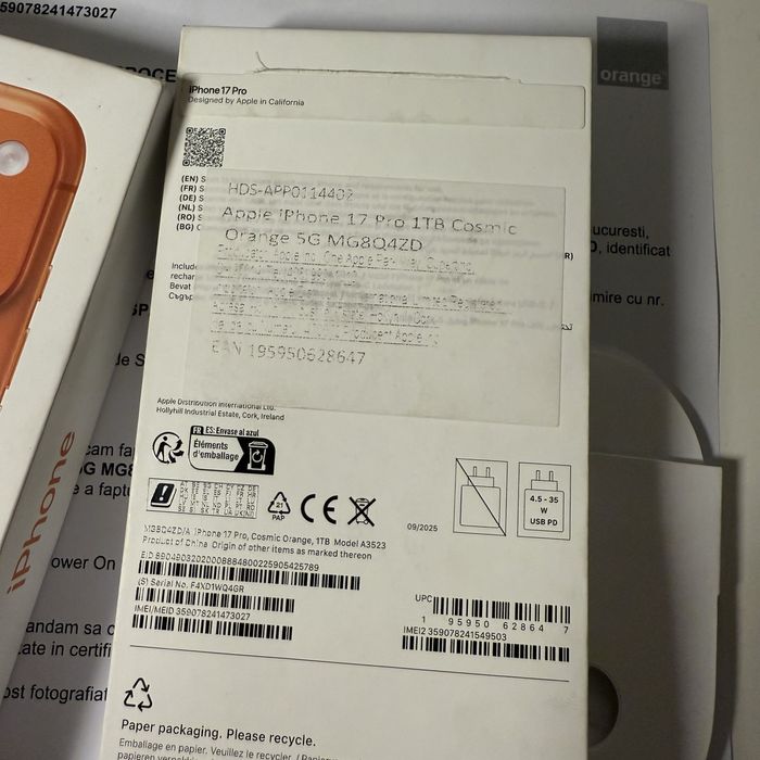 iPhone 17 Pro 1tb orange