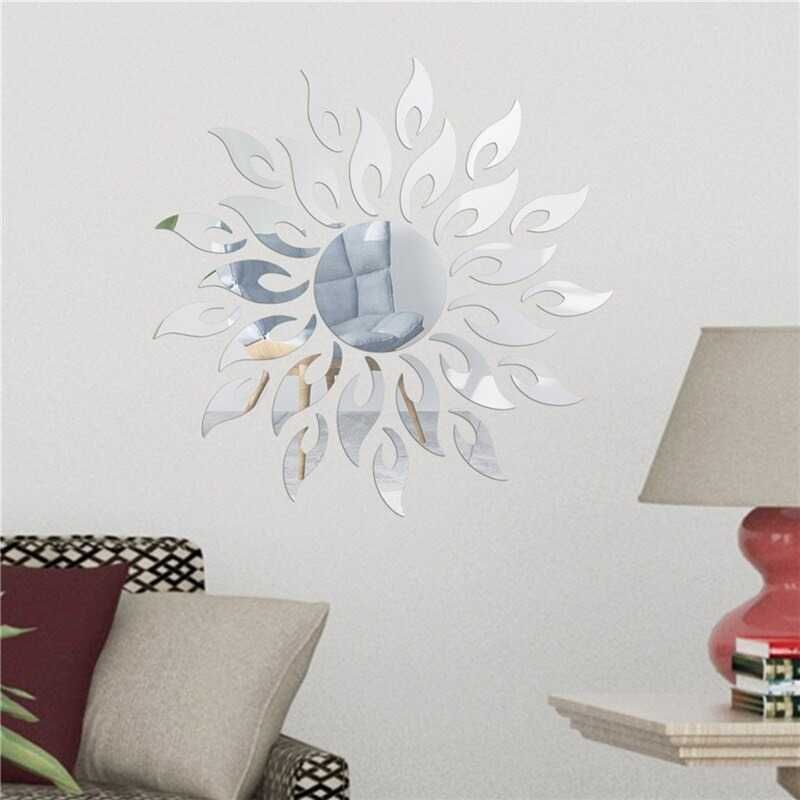 Set Oglinzi din PVC Design 3D SILVER SUN  27 buc/set