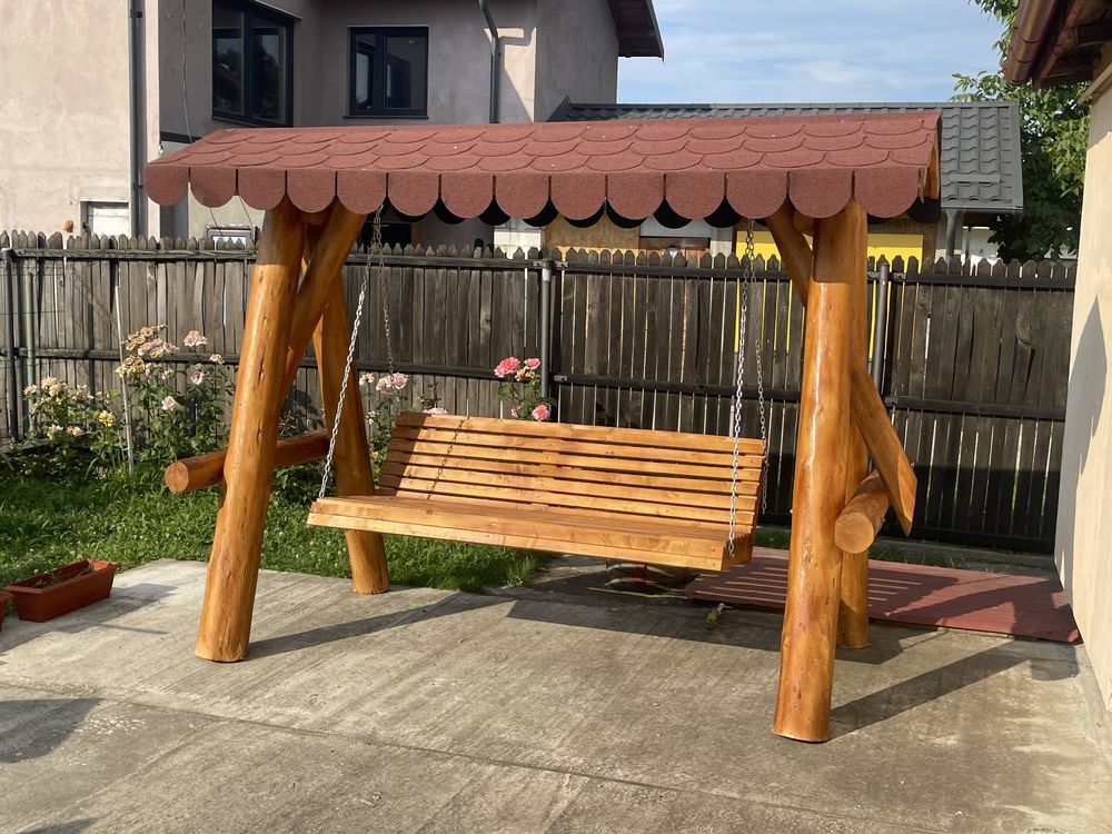 Balansoar rustic / leagan din lemn masiv