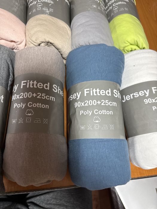 Ccearsaf de pat cu elastic din bumbac Jersey 90x200 cm+5 cm div culori