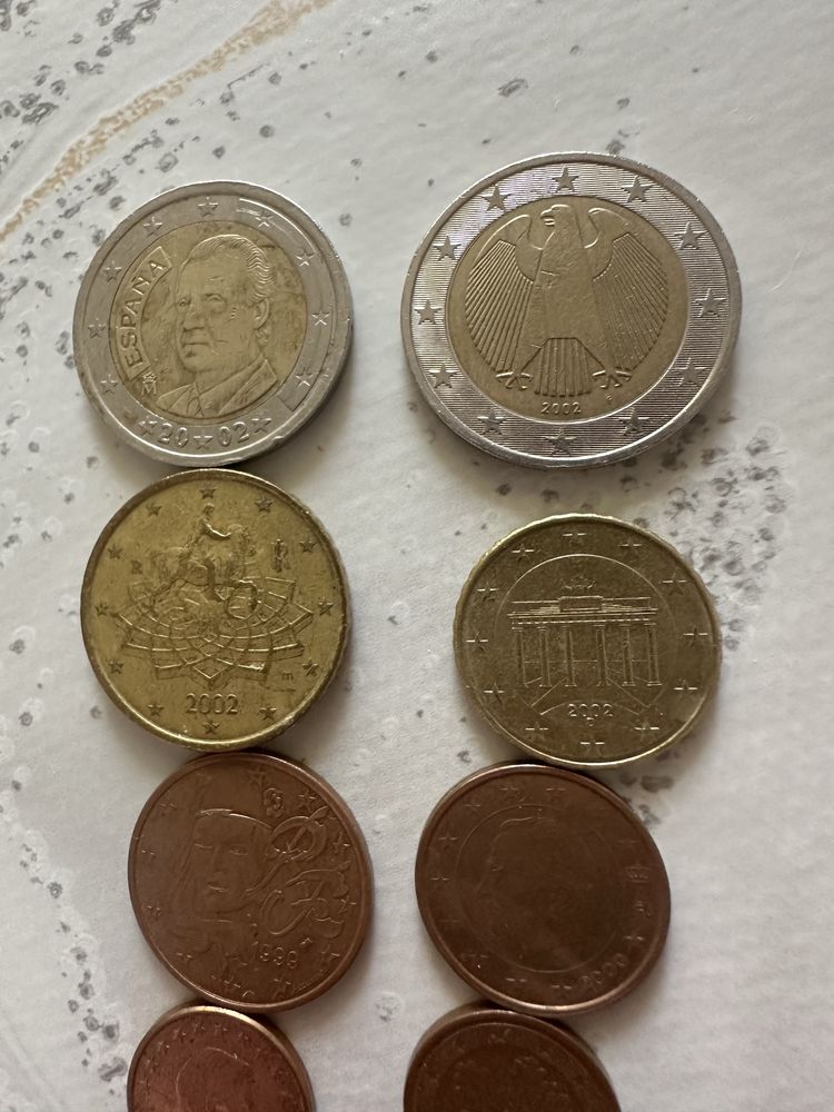 2 евро 2002 Испания Германия 50 евро цента 2002, 5,2,1 цента 2000/2/99