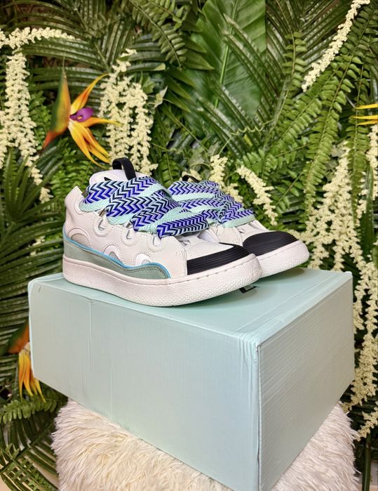 Lanvin Curb Suede Blue White