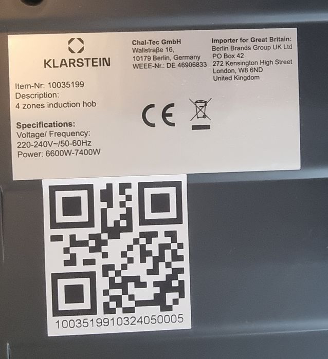 Индукционни котлони Klarstein 7400w